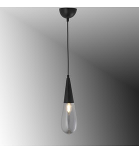 TT023-1-FULL-SY TT Aydınlatma Damla Modeli Full Mat Siyah Tekli Avize