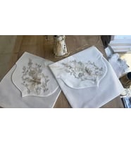 Fransız Güpürlü Zarf Bohça Nişan Söz Saten Bohça Lüks 3 Boyutlu Çeyizlik Bohça 50x50 cm 1 Adet