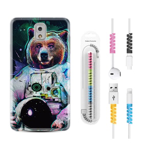 Samsung Note 3 4 5 8 9 20 Ultra 10 Lite Kılıf Kablo Koruma Spiral Silikon Astronot Panda 1755
