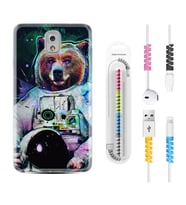Samsung Note 3 4 5 8 9 20 Ultra 10 Lite Kılıf Kablo Koruma Spiral Silikon Astronot Panda 1755