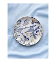 Blue Blanc Kuş Desenli Duvar Tabağı Dekoratif Bahçe Balkon Mutfak Salon Duvar Süsü No:202