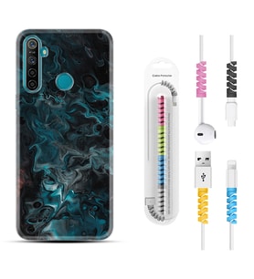 Realme 5i 5 Pro 6i 7 Pro 8 Kılıf Kablo Koruma Spiral Silikon Colorful Abstract 1384
