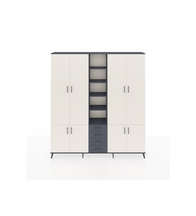 Arges Dolap 17 Raflı 4 Çekmeceli 8 Kapaklı 220x30x243 Antrasit-Aytaşı/Antrasit