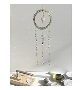Aventurin Sun Catcher 1- Güneş Tutucu, Güneş Yakalayıcı, Doğal Taşlı, El Yapımı (Yeşil)