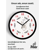 İsme Özel Sevimli Tavşan Çocuk Odası Duvar Saati Orta Boy 30 cm Siyah Camlı Sessiz