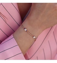 Zirkon Taşlı Lacivert Mine İşli Göz Modeli Rose Gold Kaplama Gümüş Bileklik