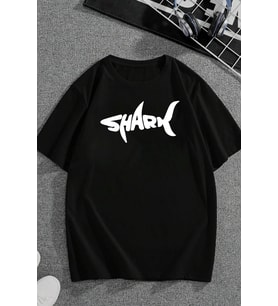 Unisex Shark Tasarım Tshirt (Siyah)