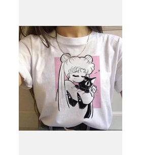 Sailor Moon Kawaii Beyaz Tişört