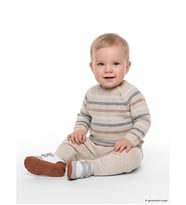 LCW baby Bej Çizgili Erkek Bebek Triko Takım