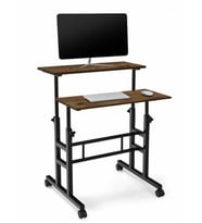 Yükseklik Ayarlı Bilgisayar/Laptop ve Çalışma Masası - Ceviz 70x60 (Tekerli)