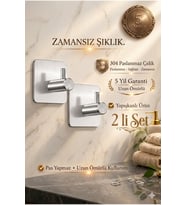 Premium Siyah 304 Paslanmaz Çelik Bornoz Askısı 2’li Set Güçlü Yapışkan 5 Yıl Garanti