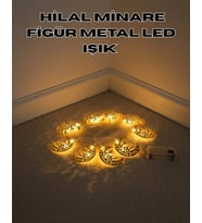 Dekoratif Minareli Hilal LED Işık Metal Gövdeli Ramazan Aydınlatma