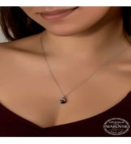 Swarovski Crystal Taşlı Oval Gümüş Kadın Kolye