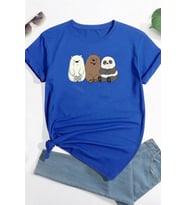 Unisex Kafadar Ayılar Tasarım Tshirt (Mavi)