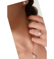 SKY DIAMOND gümüş rose altın kaplama damla tektaş set