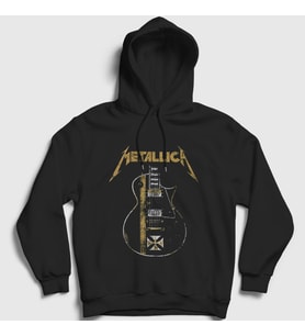 Presmono Unisex Siyah Guitar Metallica Kapüşonlu Sweatshirt 66670tt