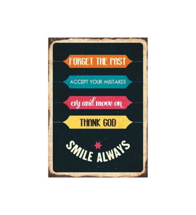 Motivasyon Mesajlı Retro Ahşap Tablo - Smile Always Temalı Renkli Tasarım