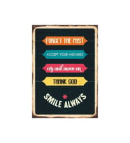 Motivasyon Mesajlı Retro Ahşap Tablo - Smile Always Temalı Renkli Tasarım