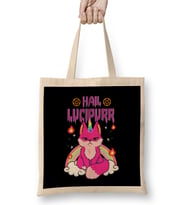Cute & Funny Satanic Hail Lucipurr Rainbow Emo Cat Bez Çanta Uzun Saplı