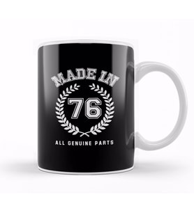1976 Made In 76 All Genuine Parts Kupa Bardak Porselen