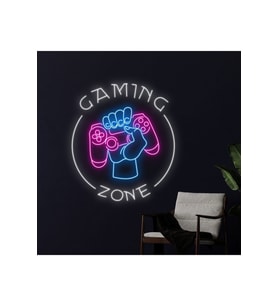 GAMING ZONE Yazılı ve Şekilli Neon Tabela