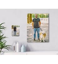 BK Gift Kişiye Özel Tam Boy Erkek ve Köpek Karikatürlü Kanvas Tablo 30x50cm-1