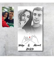 Sevgililere  Özel Karakalem Çift El Duvar Posteri - Çerçevesiz
