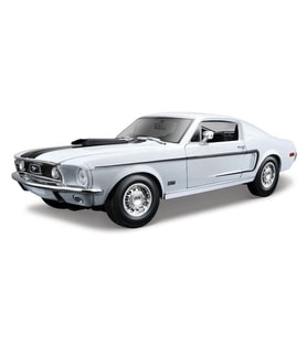1968 Model Ford Mustang GT Cobra Jet 1:18 Ölçekli Beyaz Renkli 30 Cm
