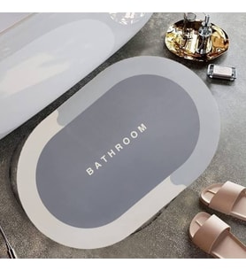 Lunaev Sihirli Süper Su Emici Kaymaz Tabanlı Oval Paspas 40*60 cm Banyo Paspası