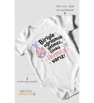 Biriyle uğraşmak yetmez, yazılı Kısa Kollu Bebek Body %100 Pamuk