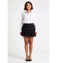 Kadın Büyük Beden Mini Etek Şifon Dokuma Katmanlı Fırfırlı Kesim Polyester Rahat Günlük Modern Şık