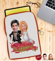BK Gift Kişiye Özel Evleniyoruz Karikatürlü Taşınabilir Koruyucu Tablet Kılıfı & Organizer Çanta - Turuncu-10