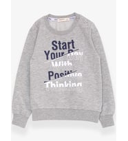 Breeze Erkek Çocuk Sweatshirt Yazı Baskılı 2-6 Yaş, Gri Melanj