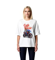 Kafe Racer Motosiklet Tutkusu Baskılı Kadın Oversize Tişört
