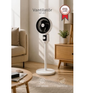Torima Vantilatör 3 Pervaneli 3 Kademeli Portatif Ayaklı 8 Inc 45W Fan SF07 Beyaz