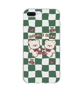 Iphone 7 PLUS - 8 PLUS Uyumlu Double Bear Tasarımlı Şeffaf Telefon Kılıfı