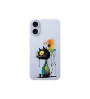 iPhone 17 ile Uyumlu Splash Kedi Tasarımlı Şeffaf Silikon Kılıf