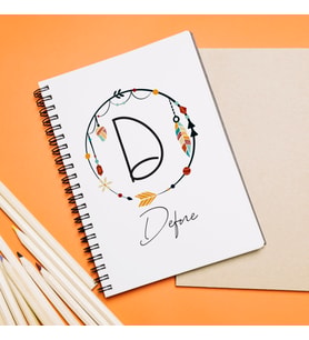 Baş Harfli İsim Tasarımlı Defter Kişiye Özel