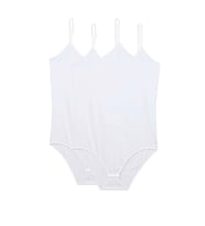 2 Adet Battal Beden İp Askılı Kadın Çıtçıtlı Body Beyaz