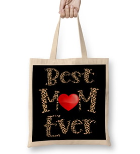 Best Mom Ever Anneler Günü 07 Bez Çanta Uzun Saplı