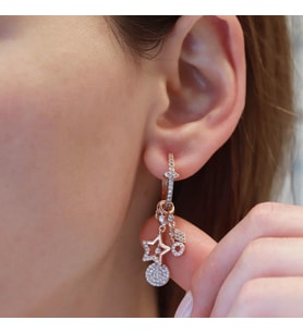 Yıldız Rose Gold Kaplama Charm Küpe