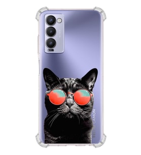 PrintiFy Tecno Camon 18 Uyumlu Kedi 3 Baskılı Şeffaf Köşe Korumalı Antişok Kılıf