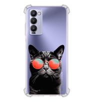 PrintiFy Tecno Camon 18 Uyumlu Kedi 3 Baskılı Şeffaf Köşe Korumalı Antişok Kılıf