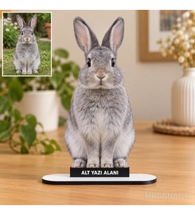 Evcil Hayvan Fotoğraflı MDF Temalı Kişiye Özel Karikatürlü 18 cm MDF Masaüstü Biblo - Masaüstü Hediye 4. Model