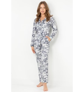 DoReMi Mist Flower Uzun Kollu Bayan Pijama Takımı (Desenli)