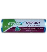 Ethex Orta Boy Mavi Renk Çöp Torbası 55x60 Cm (30 Lt) 20'li