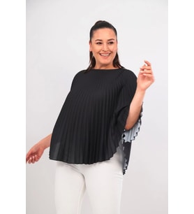 3310 SİYAH BÜYÜK BEDEN SİYAH PLİSELİ JESSICA KUMAŞ