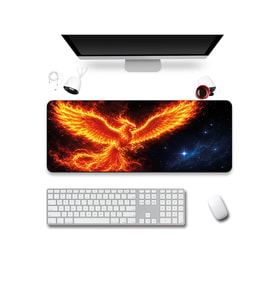 SonicTouch Klavye Mousepad 40x90cm Dikişsiz Sıvı Geçirmez Kaymaz Taban Küllerden Yükseliş Anka Kuşu