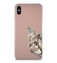 Apple iPhone XS Max Soft Premier Kapak Catface Tasarımlı Silikon Kılıf - Pudra (Şeffaf)