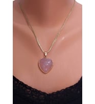 Pembe Kuvars Kolye Kalp Kesim 453-4